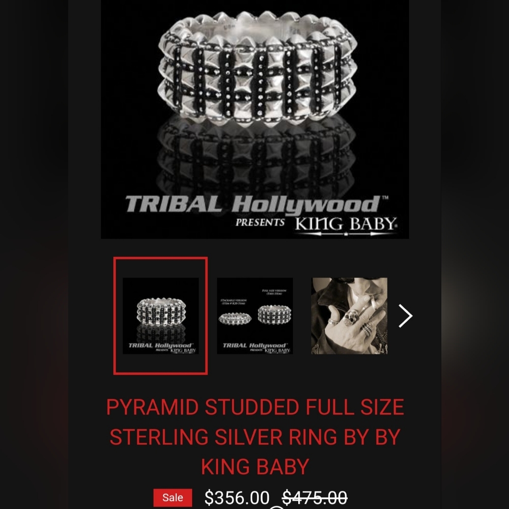 Pyramid Studded Silver Ring - image 3